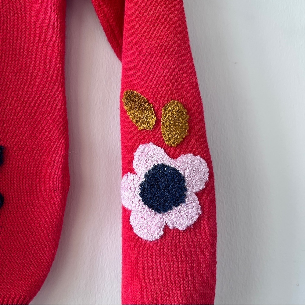 Monoprix Kids Bio Retro Red Floral Crewneck Pullover Sweater Size 6 - Picture 5 of 8